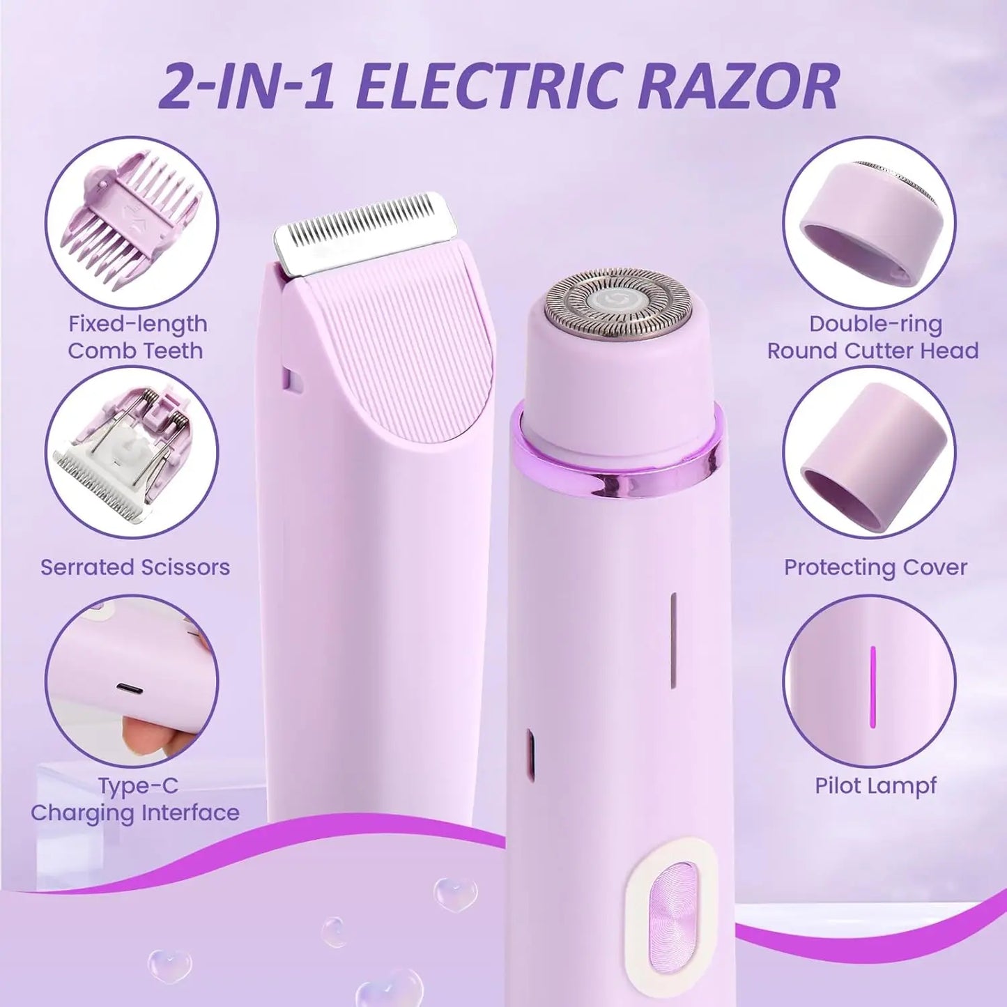 2-in-1 Women’s Body Shaver - مكينة حلاقة جسم للنساء متعددة الاستخدامات (٢ في ١)